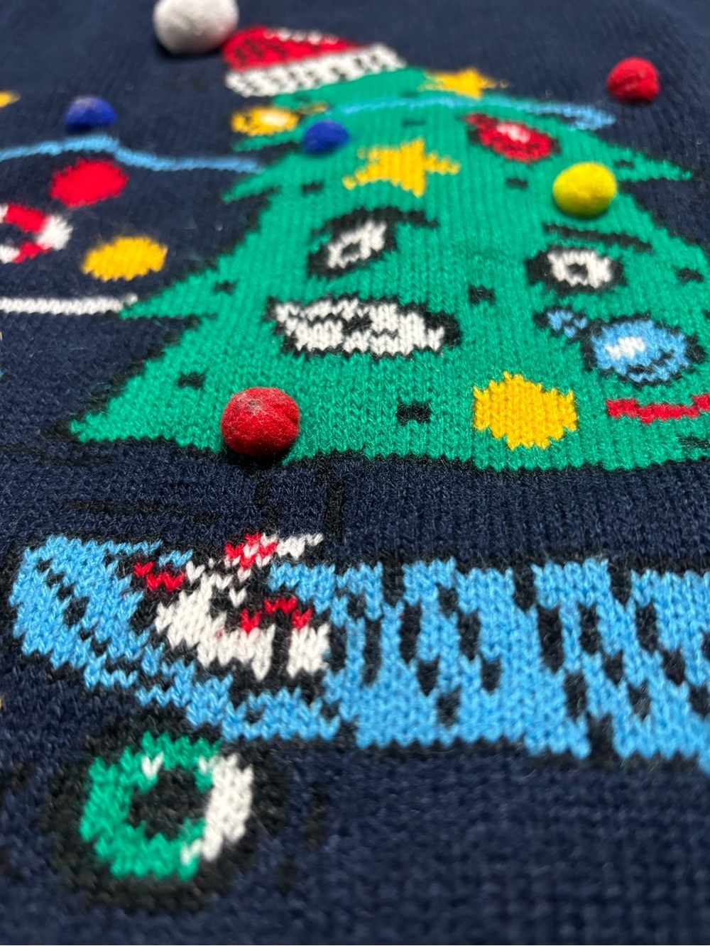 Primark Kids Christmas Sweater Navy Graphic Tree Skateboard Holiday - Picture 5 of 8